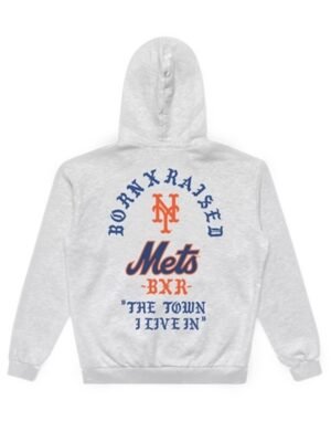 NY Mets Raised Grey Hoodie