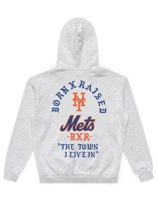 NY Mets Raised Grey Hoodie
