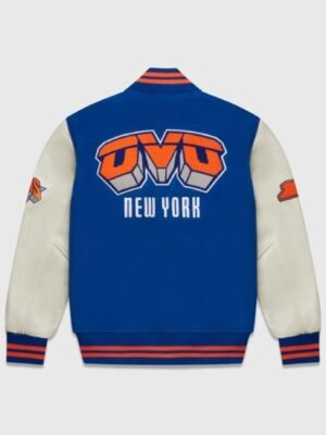 OVO Knicks Blue Lettermen Jacket