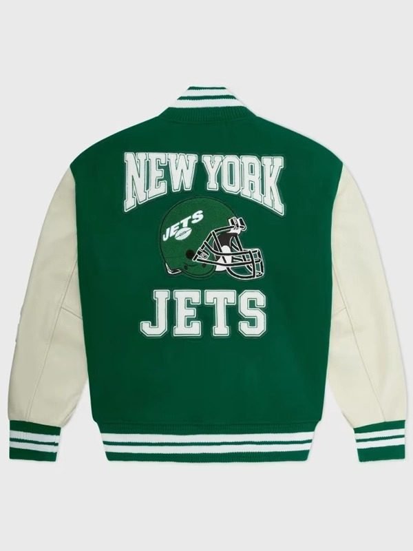 OVO x NFL New York Jets Varsity Lettermen Wool_Leather Jacket