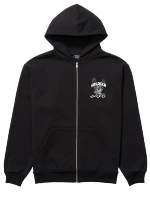 Plus44 Soldier Racer Zip-up Black Hoodie