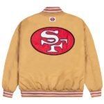 SF 49ers GOLF WANG Gold Satin Bomber Jacket on sale