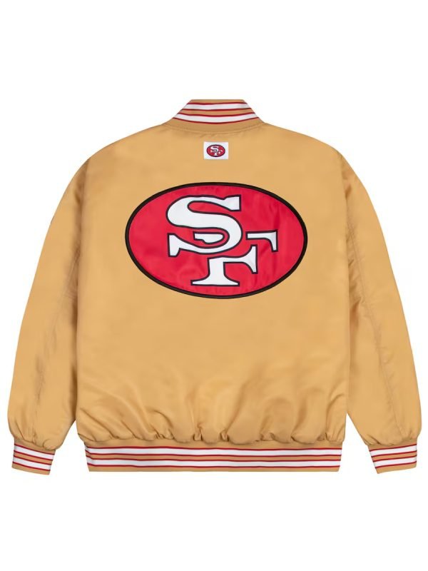 SF 49ers GOLF WANG Gold Satin Bomber Jacket on sale