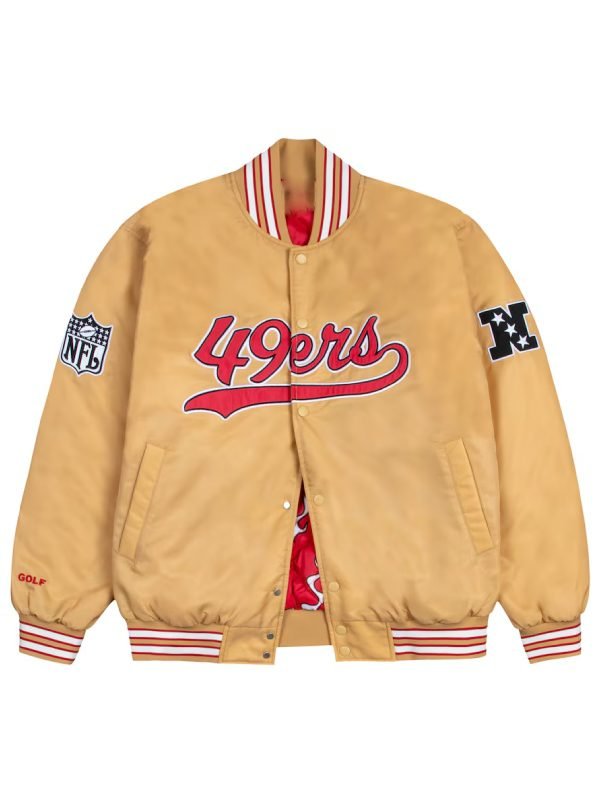 SF 49ers GOLF WANG Gold Satin Bomber Jacket