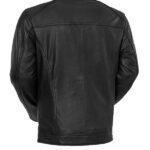 Snap Tab Style Men’s Black Moto Leather Jacket