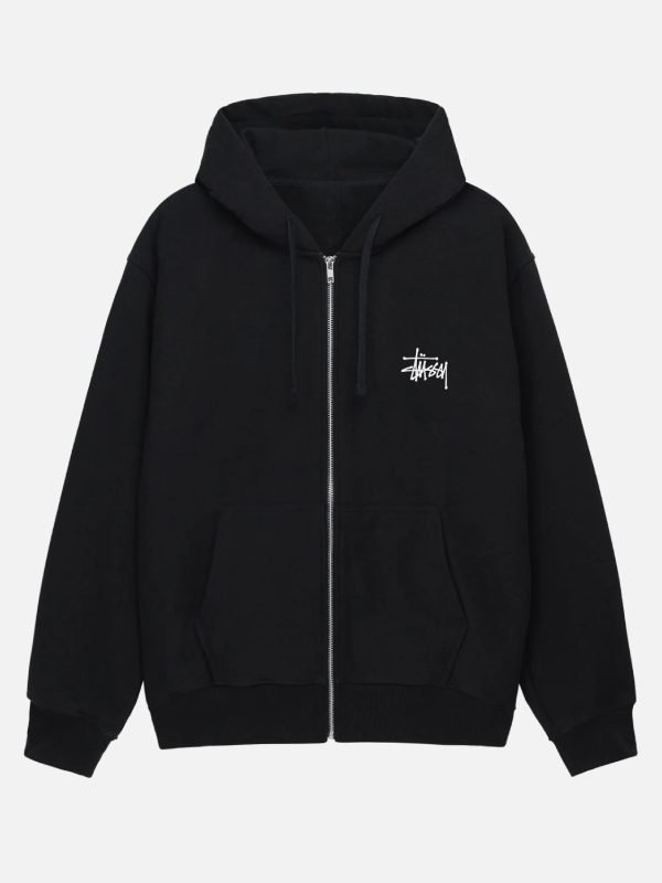 Stussy Zip-up Hoodie in Black