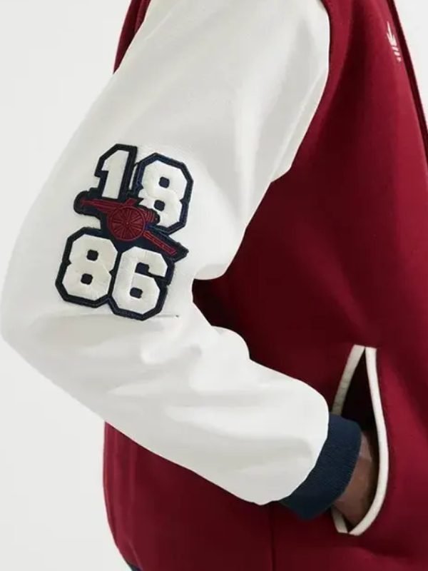 Unisex - Arsenal Full-Snap Varsity Jacket Red and White on sale