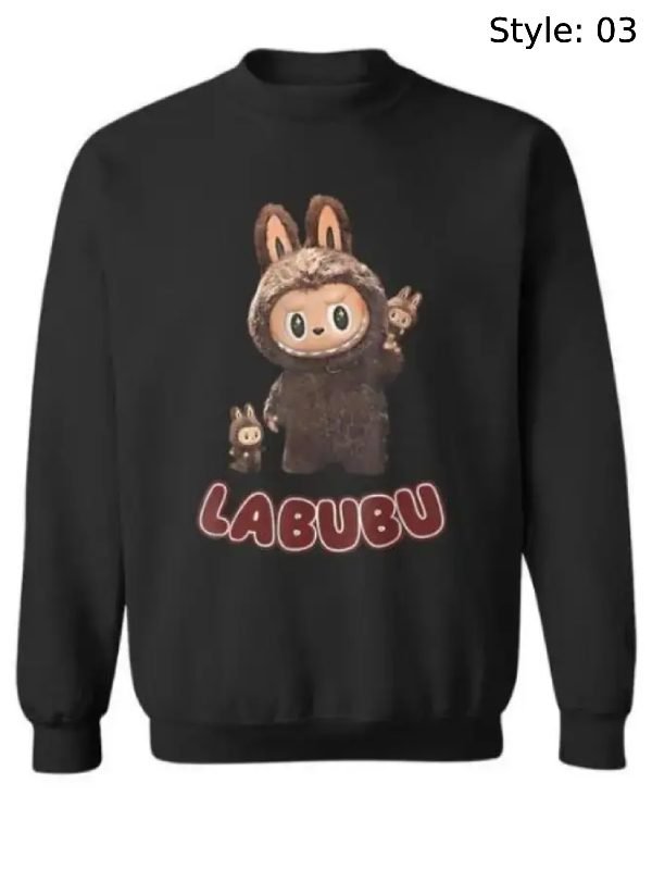 Unisex Labubu Doll The Monster Black Sweatshirt Available In 3 Styles