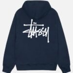Unisex Stussy Navy Blue Pullover Hoodie
