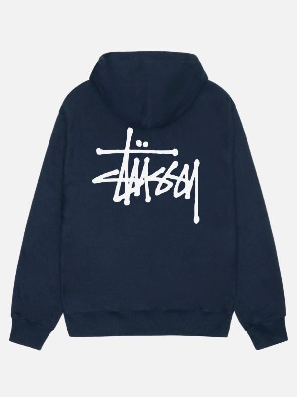 Unisex Stussy Navy Blue Pullover Hoodie