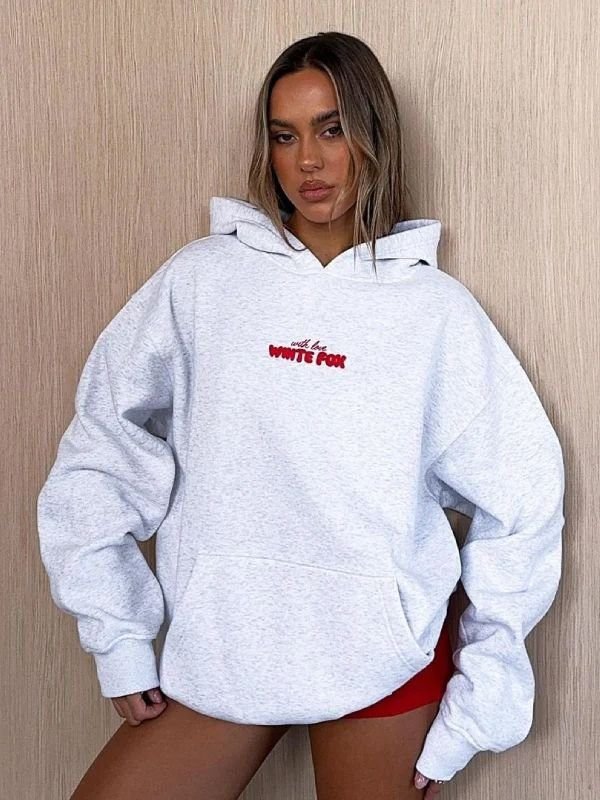 Unisex White Fox Cherry Oversized Hoodie