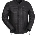 Utility Style Men’s Black Leather Jacket