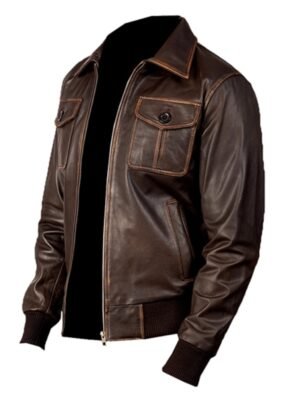 Vintage Classic Womens Brown Bomber Jacket