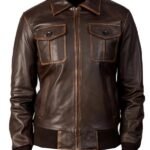 Vintage Classic Womens Brown Bomber Jacket