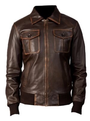 Vintage Classic Womens Brown Bomber Jacket