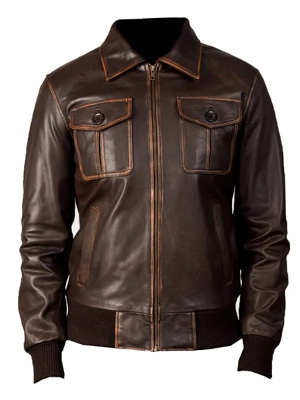 Vintage Classic Womens Brown Bomber Jacket