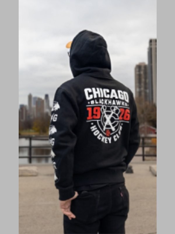 WWE Unreal CM Punk VG Chicago Blackhawks Black Hoodie
