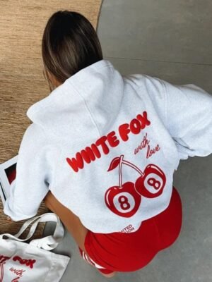 White Fox Cherry Oversized Hoodie
