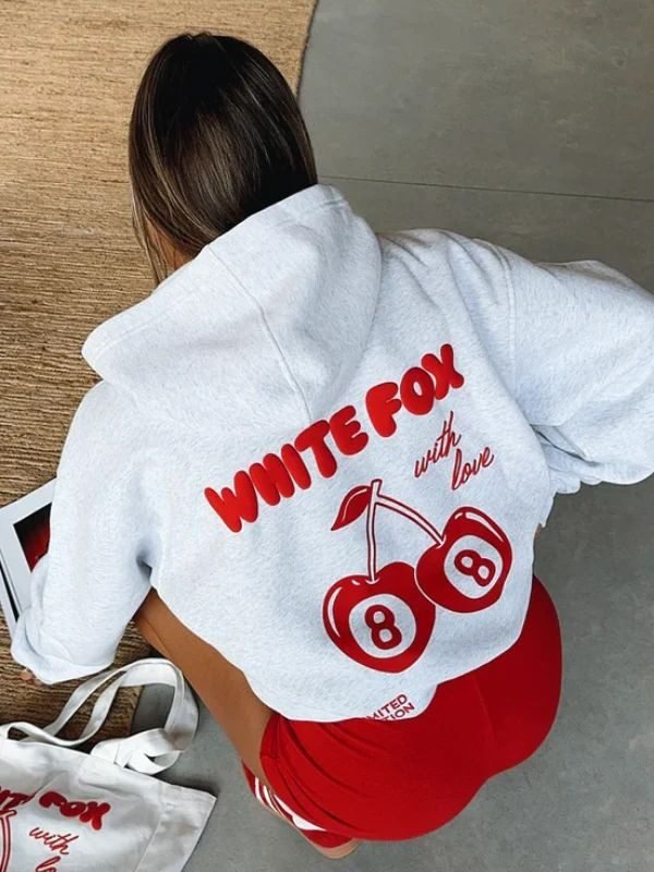White Fox Cherry Hoodie