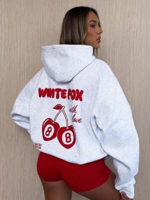 White Fox Cherry Oversized Hoodie