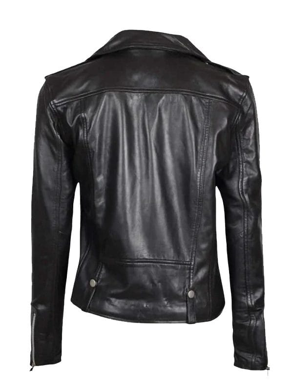 Women Asymmetrical Black Biker Leather Jacket