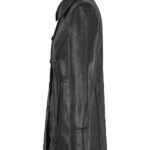 Women Three Quarter Leather Black Trench Coat