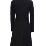Womens Black Double Breasted Wool Trench Coat