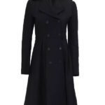 Womens Black Wool Long Trench Coat