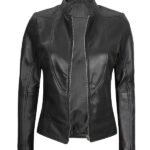 Womens Cafe Racer Black Leather Jacket