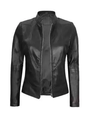 Womens Cafe Racer Black Leather Jacket
