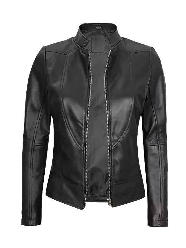 Womens Cafe Racer Black Leather Jacket