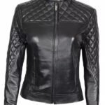 Womens Motorcycle Leather Quilted Jacket
