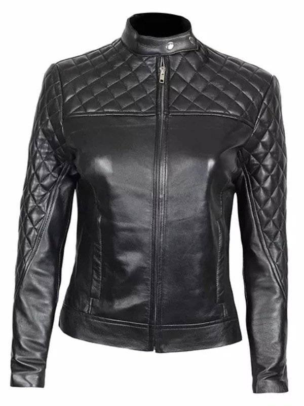 Womens Motorcycle Leather Quilted Jacket