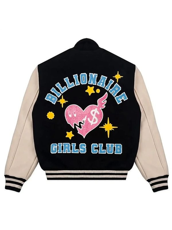 Wool Leather Billionaire Girls Club Black White Varsity Jacket