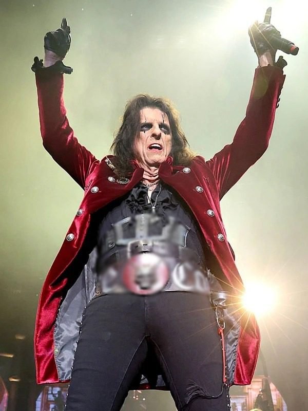 Alice Cooper Double Breasted Mid-Length Red Velvet Coat