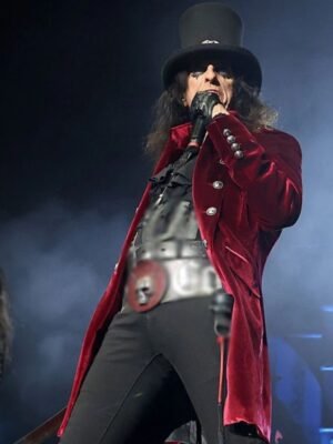 Alice Cooper Velvet Mid-Length Coat In Red