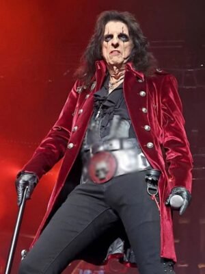 Alice Cooper Velvet Mid-Length Coat In Red