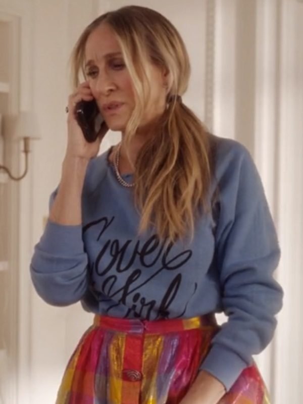 And Just Like That Carrie Bradshaw Cover Girl Blue Sweatshirt