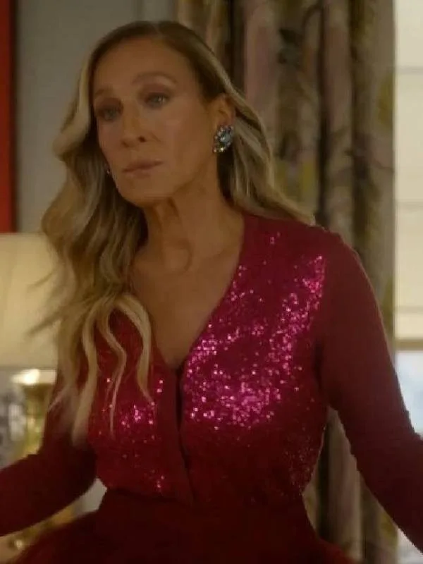 And Just Like That Sarah Jessica Parker Sequined Cardigan Pink