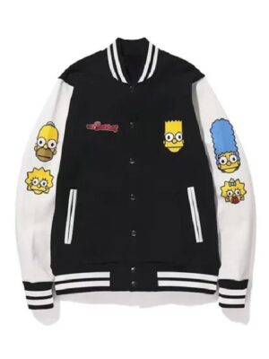 Bape Simpsons Baby Milo Varsity Jacket Black