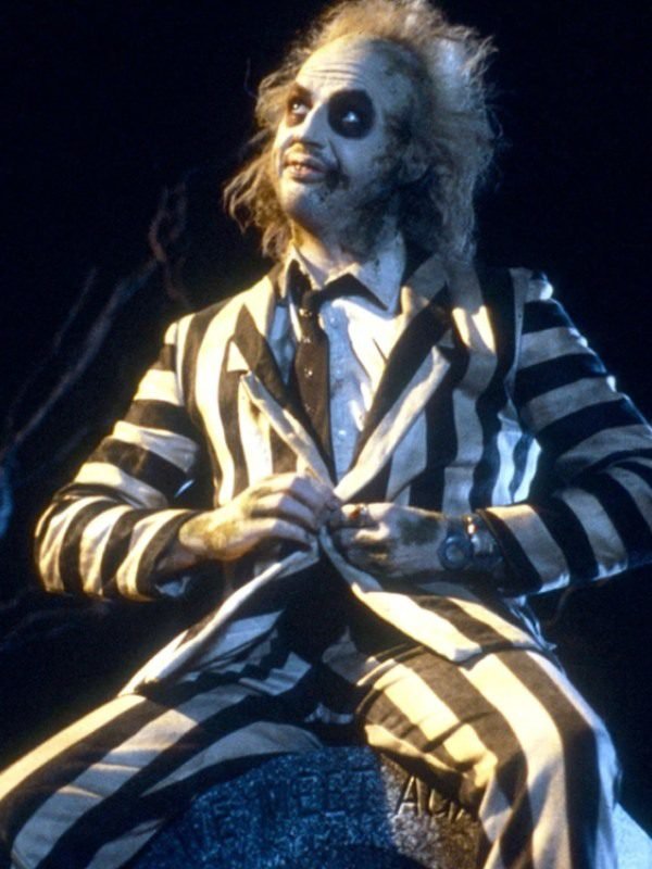 Beetlejuice 2024 Michael Keaton Striped Suit