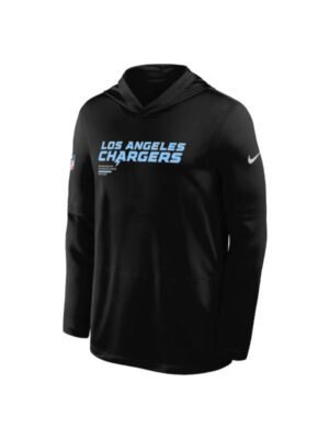 LA Chargers Black Sideline Performance Hoodie T-Shirt