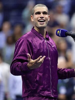 Carlos Alcaraz 2025 US Open Purple Satin Zipper Jacket