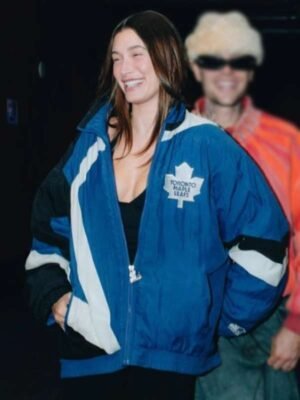 Hailey Bieber Toronto Maple Leafs Jacket in Blue