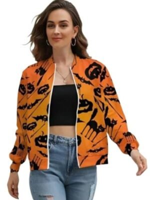 Halloween Eve Pumpkin Orange Bomber Jacket