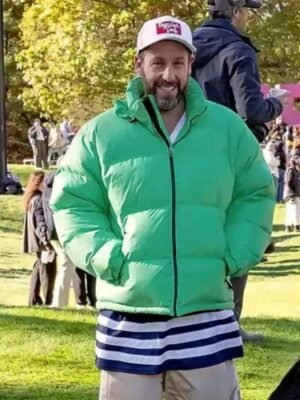Happy Gilmore 2 Adam Sandler Green Puffer Zip Jacket