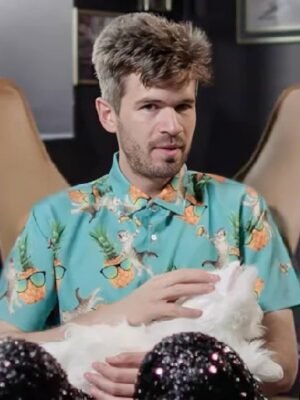 House of Cats Ivo Graham Cat Pineapple Hawaiian Blue Shirt