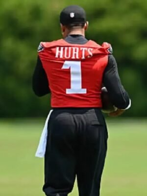 Jalen Hurts Eagles 1 OTA Red Jersey