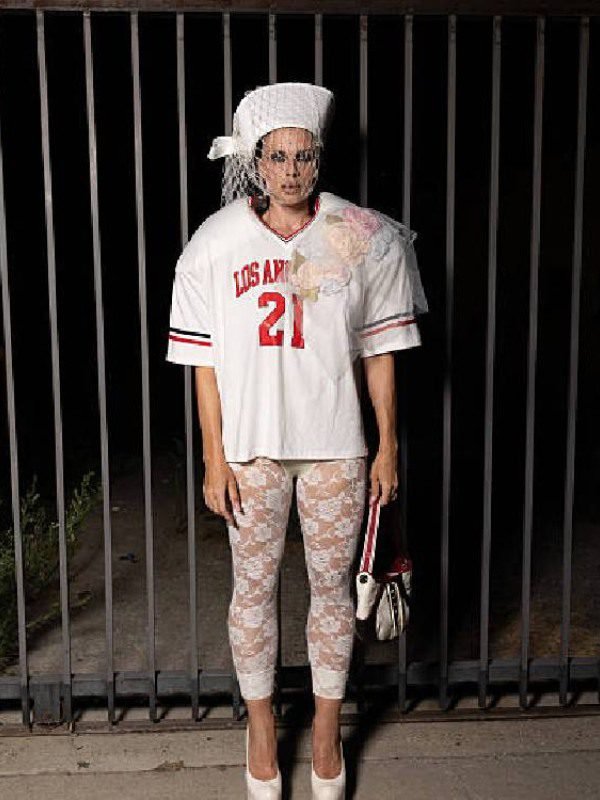 Julia Fox LA 21 Printed White Oversized Jersey