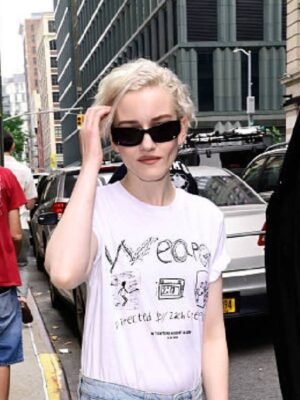 Julia Garner Weapons Printed White Tee
